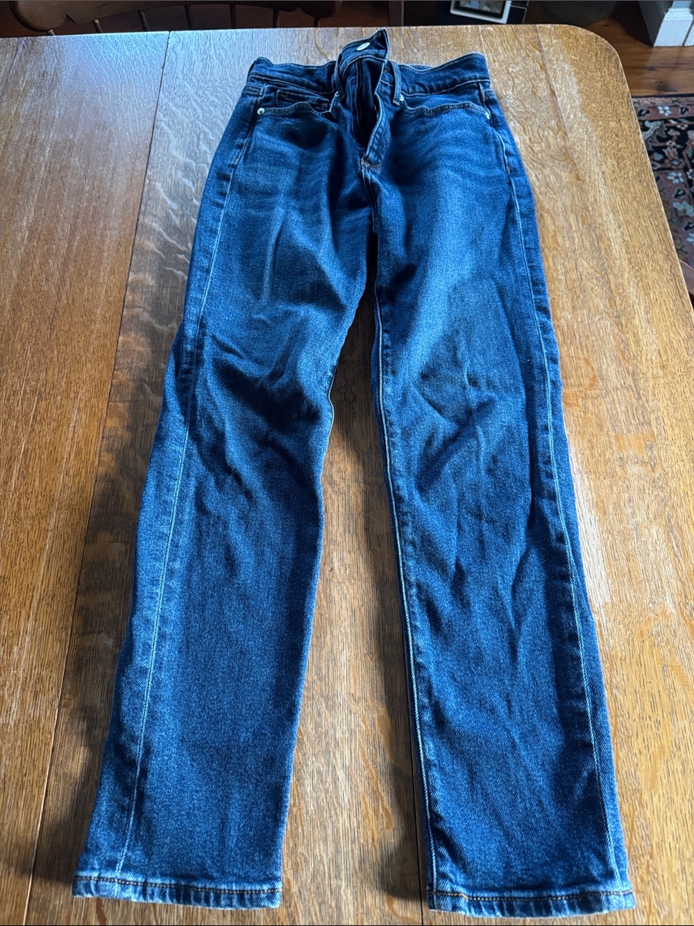 LOFT Women's Straight-Leg Jeans in Deep Blue Denim